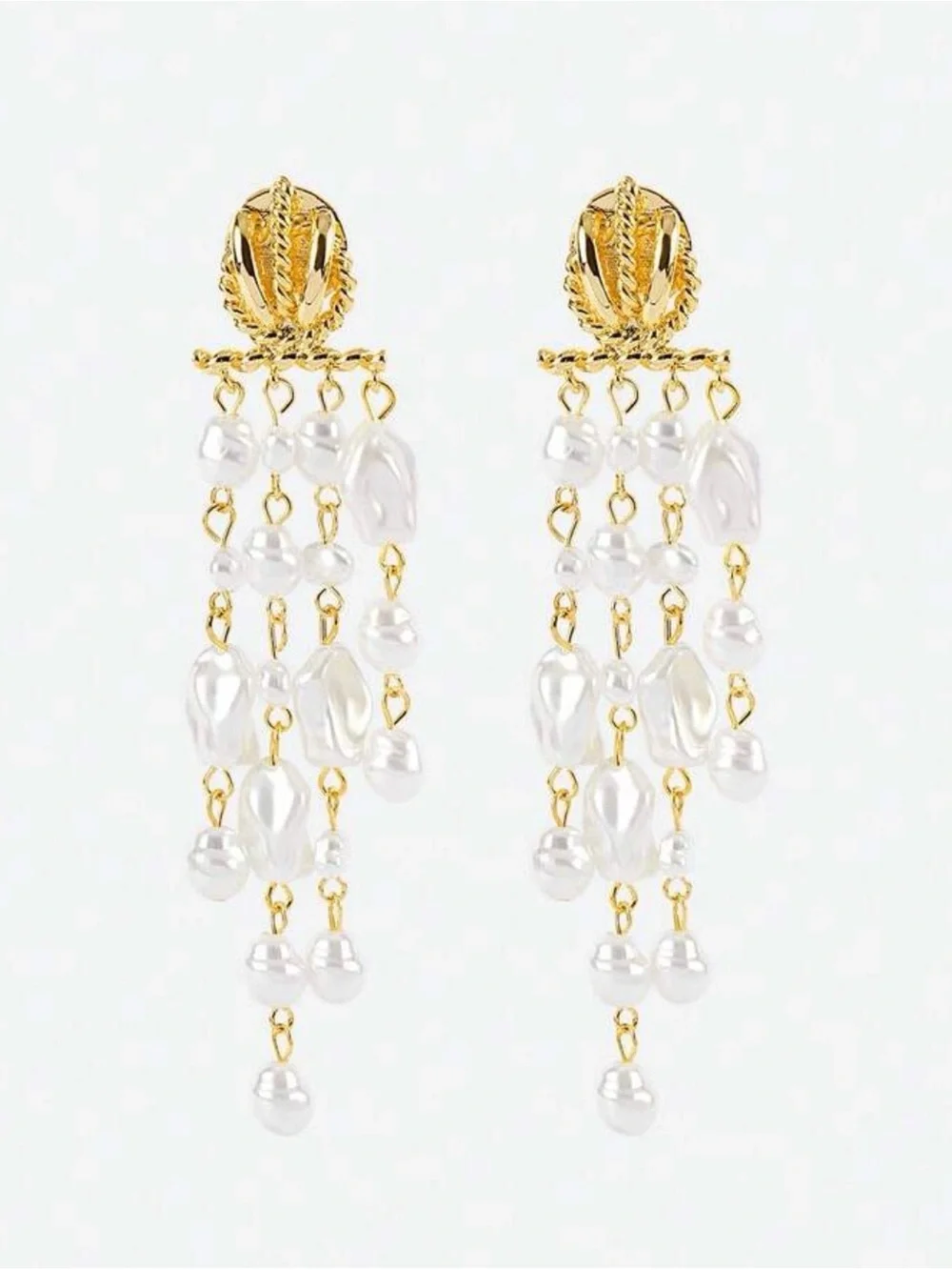 Gold and White Pearl Drop Earrings
